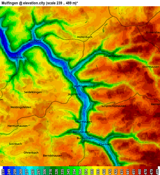 Zoom OUT 2x Mulfingen, Germany elevation map