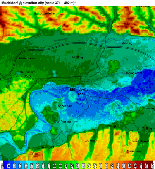 Zoom OUT 2x Mühldorf, Germany elevation map