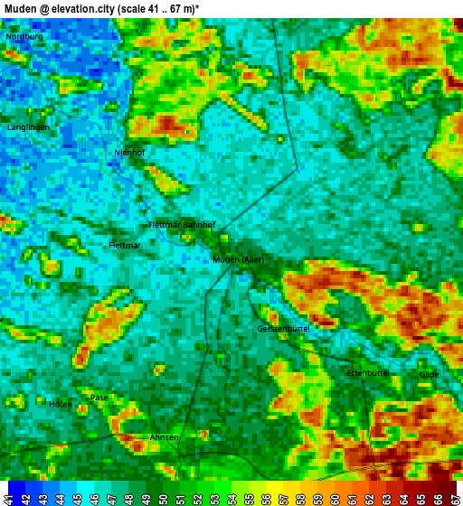 Zoom OUT 2x Müden, Germany elevation map