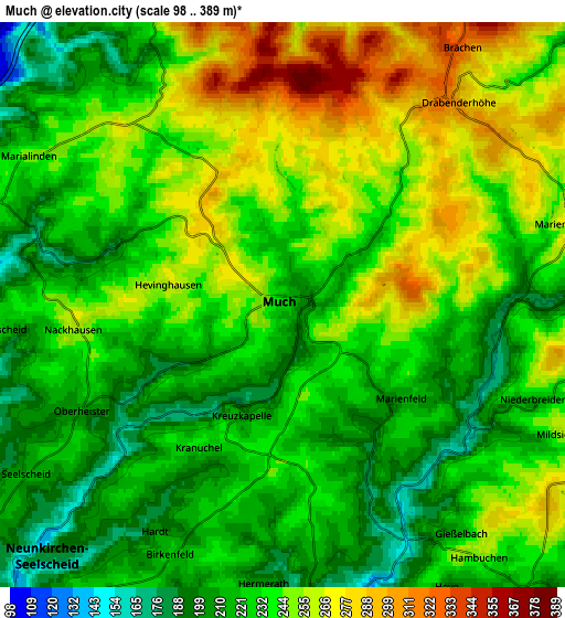 Zoom OUT 2x Much, Germany elevation map