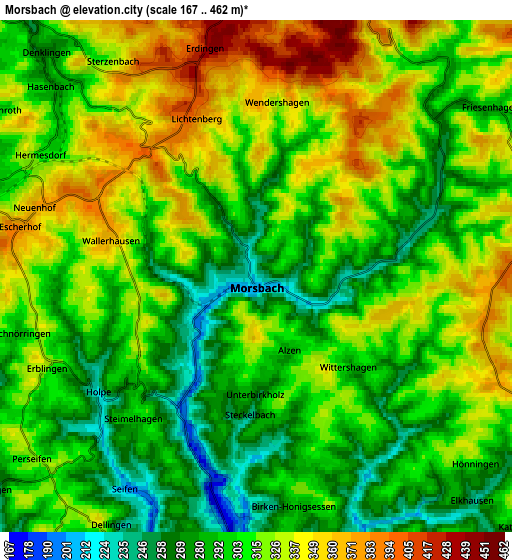 Zoom OUT 2x Morsbach, Germany elevation map