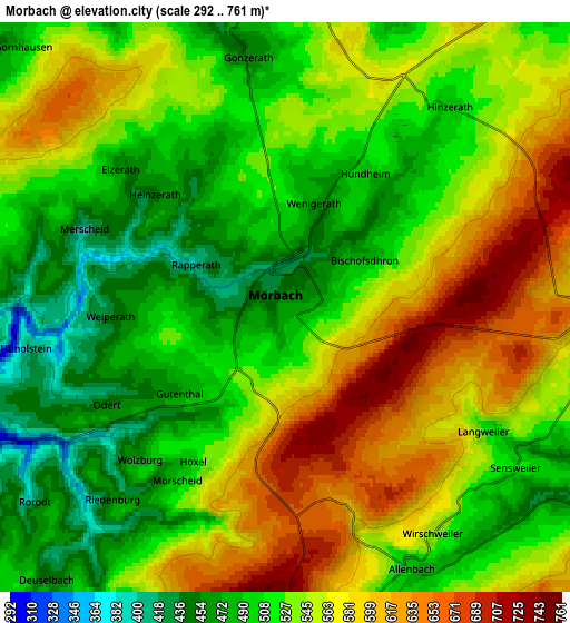 Zoom OUT 2x Morbach, Germany elevation map