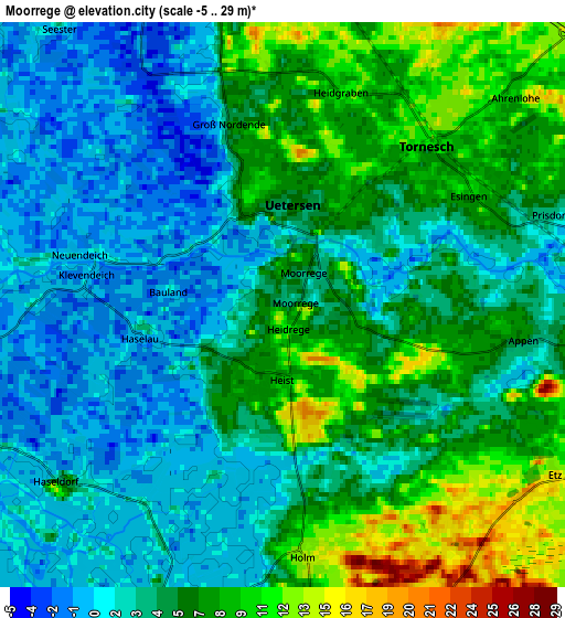 Zoom OUT 2x Moorrege, Germany elevation map