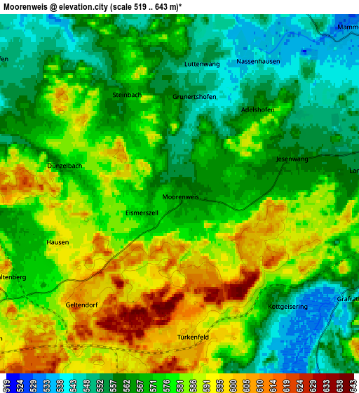 Zoom OUT 2x Moorenweis, Germany elevation map
