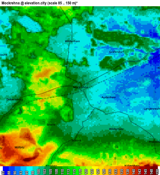 Zoom OUT 2x Mockrehna, Germany elevation map