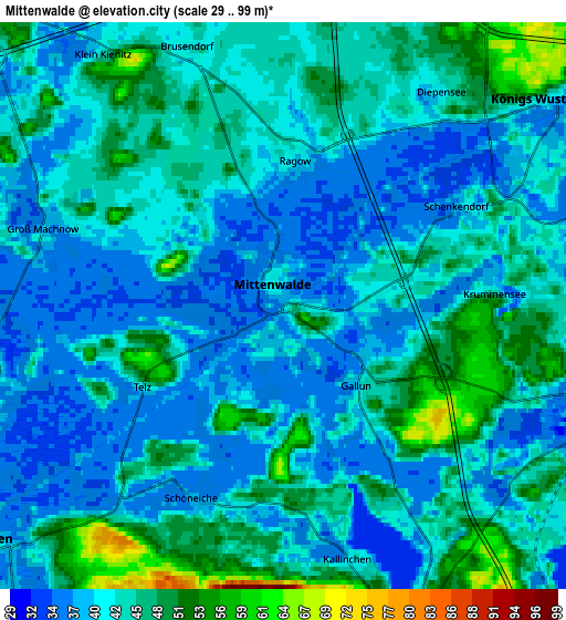 Zoom OUT 2x Mittenwalde, Germany elevation map