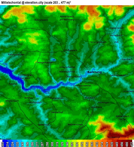 Zoom OUT 2x Mittelschöntal, Germany elevation map