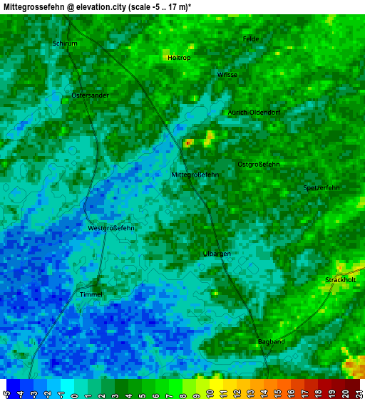 Zoom OUT 2x Mittegroßefehn, Germany elevation map