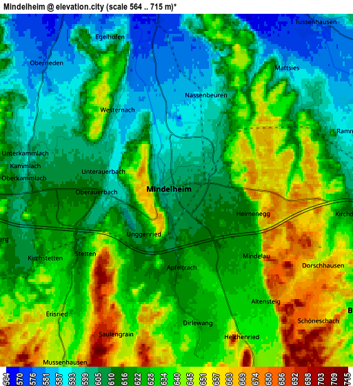 Zoom OUT 2x Mindelheim, Germany elevation map