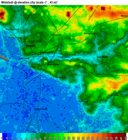 Zoom OUT 2x Mildstedt, Germany elevation map