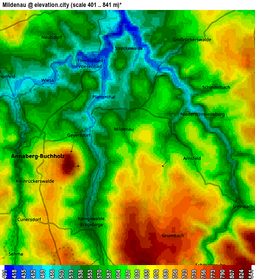 Zoom OUT 2x Mildenau, Germany elevation map