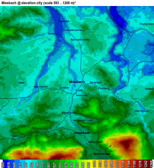 Zoom OUT 2x Miesbach, Germany elevation map