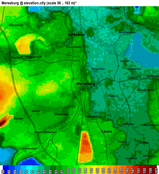 Zoom OUT 2x Merseburg, Germany elevation map