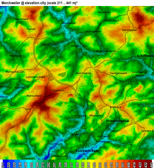 Zoom OUT 2x Merchweiler, Germany elevation map