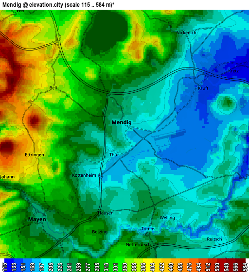 Zoom OUT 2x Mendig, Germany elevation map