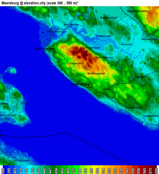 Zoom OUT 2x Meersburg, Germany elevation map