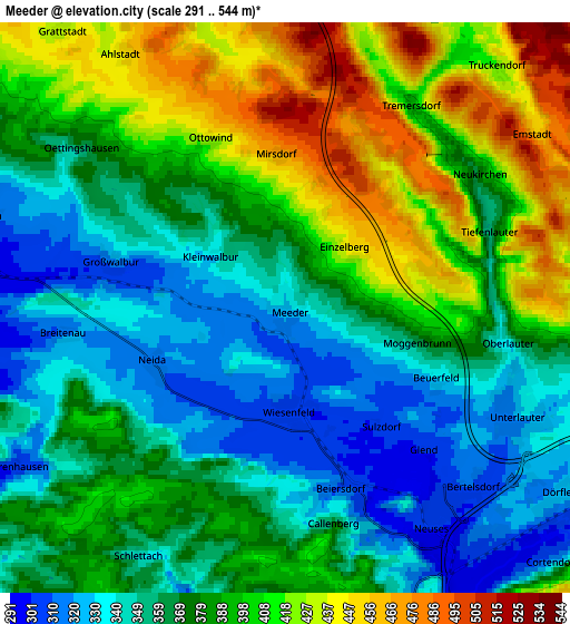 Zoom OUT 2x Meeder, Germany elevation map