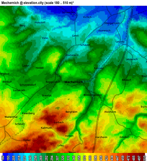 Zoom OUT 2x Mechernich, Germany elevation map