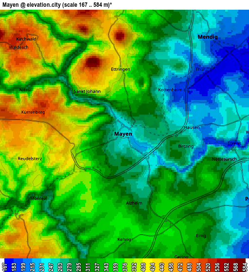 Zoom OUT 2x Mayen, Germany elevation map