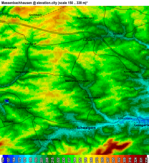 Zoom OUT 2x Massenbachhausen, Germany elevation map