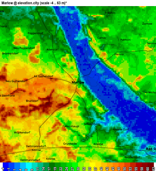 Zoom OUT 2x Marlow, Germany elevation map