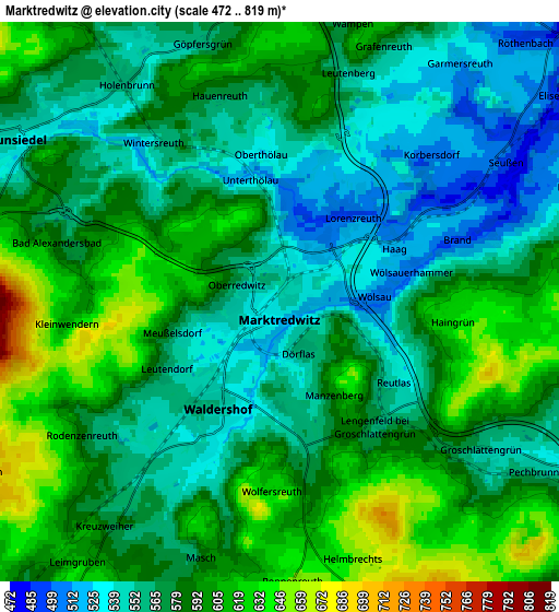 Zoom OUT 2x Marktredwitz, Germany elevation map