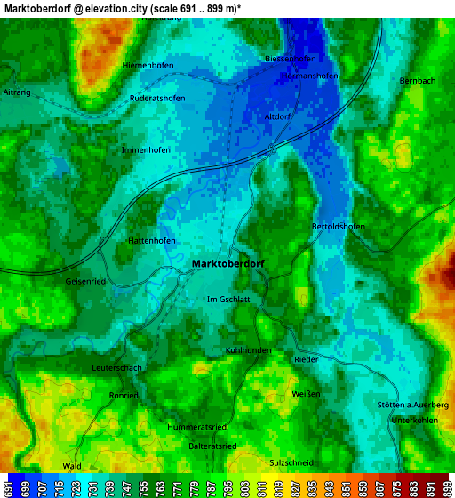 Zoom OUT 2x Marktoberdorf, Germany elevation map