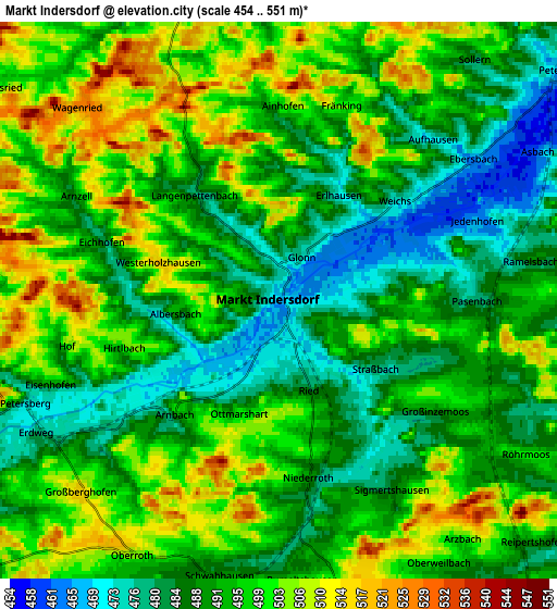 Zoom OUT 2x Markt Indersdorf, Germany elevation map