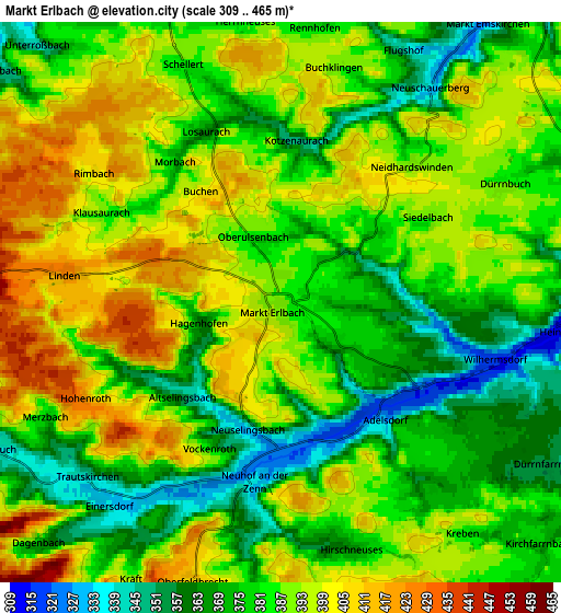 Zoom OUT 2x Markt Erlbach, Germany elevation map