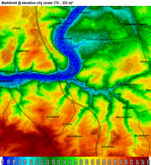 Zoom OUT 2x Marktbreit, Germany elevation map