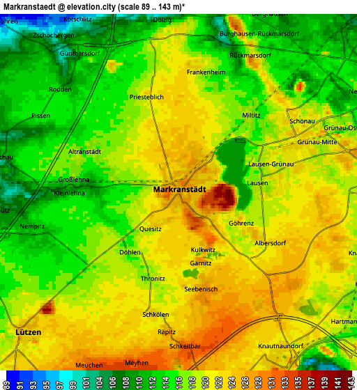 Zoom OUT 2x Markranstädt, Germany elevation map