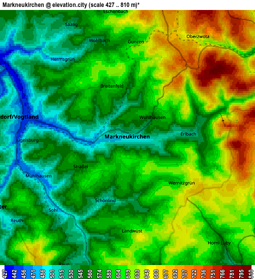 Zoom OUT 2x Markneukirchen, Germany elevation map