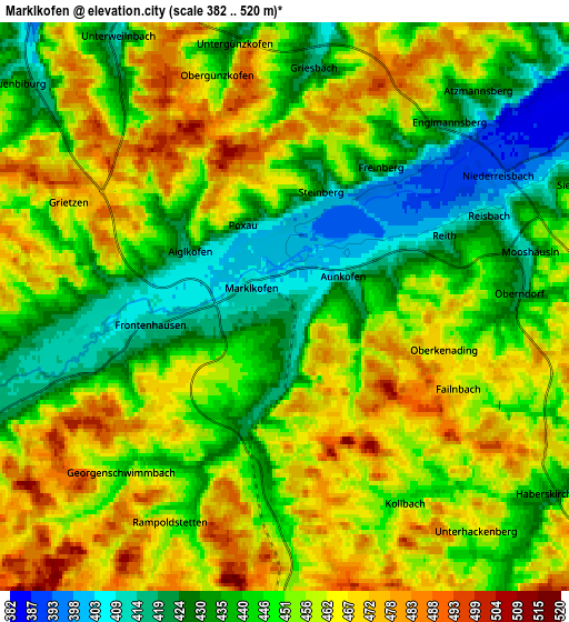 Zoom OUT 2x Marklkofen, Germany elevation map