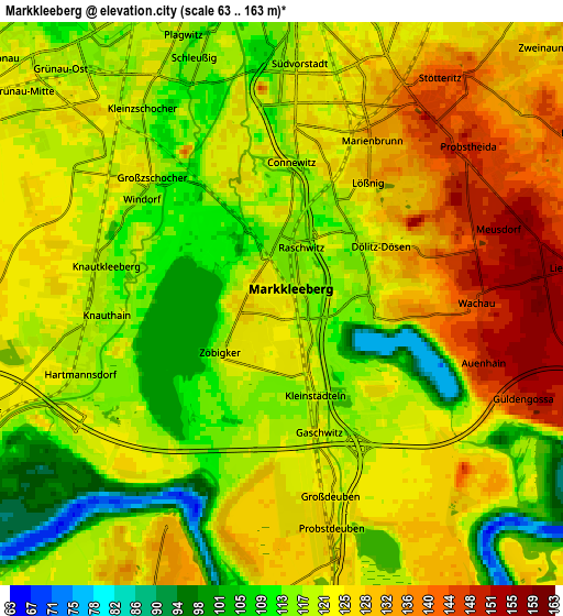 Zoom OUT 2x Markkleeberg, Germany elevation map