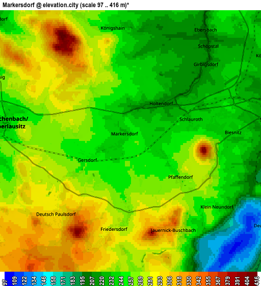 Zoom OUT 2x Markersdorf, Germany elevation map