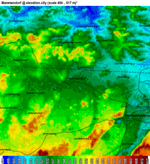 Zoom OUT 2x Mammendorf, Germany elevation map