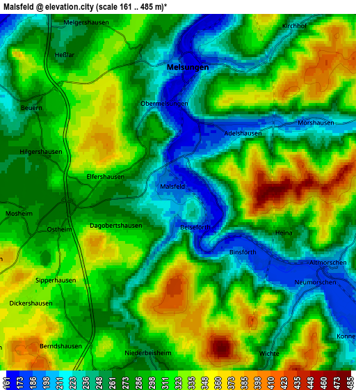 Zoom OUT 2x Malsfeld, Germany elevation map