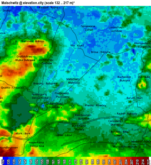 Zoom OUT 2x Malschwitz, Germany elevation map