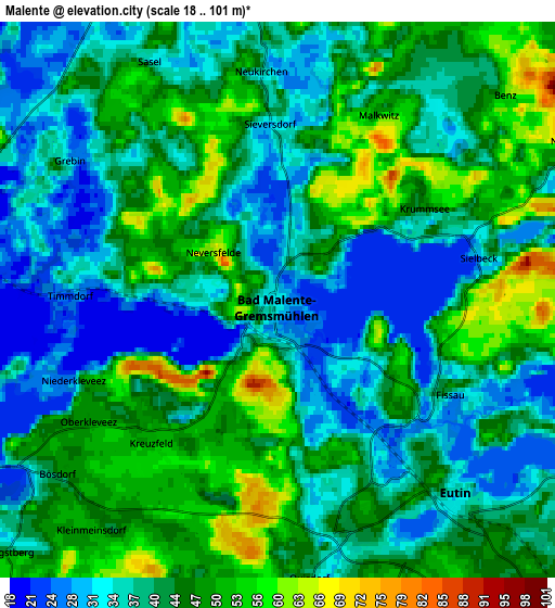 Zoom OUT 2x Malente, Germany elevation map