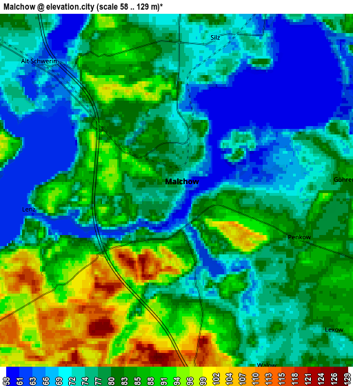 Zoom OUT 2x Malchow, Germany elevation map