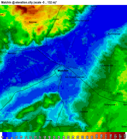 Zoom OUT 2x Malchin, Germany elevation map