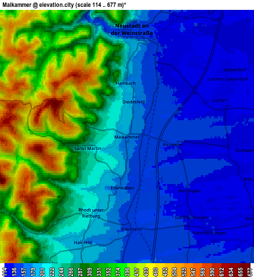 Zoom OUT 2x Maikammer, Germany elevation map