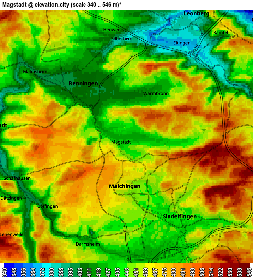 Zoom OUT 2x Magstadt, Germany elevation map