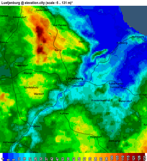 Zoom OUT 2x Lütjenburg, Germany elevation map