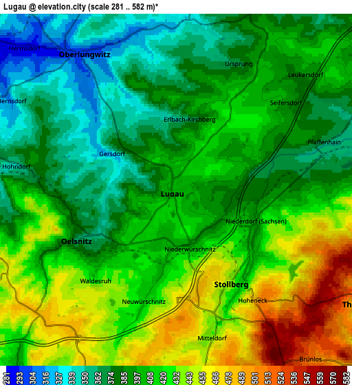 Zoom OUT 2x Lugau, Germany elevation map