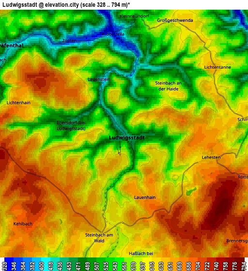 Zoom OUT 2x Ludwigsstadt, Germany elevation map