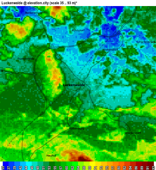 Zoom OUT 2x Luckenwalde, Germany elevation map