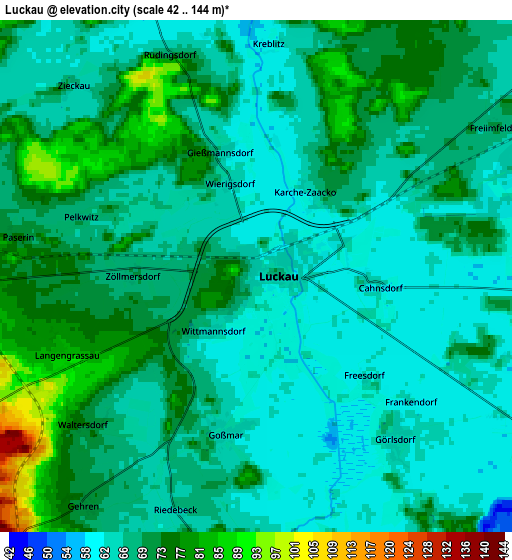 Zoom OUT 2x Luckau, Germany elevation map