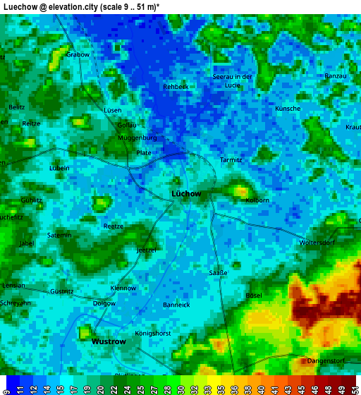 Zoom OUT 2x Lüchow, Germany elevation map