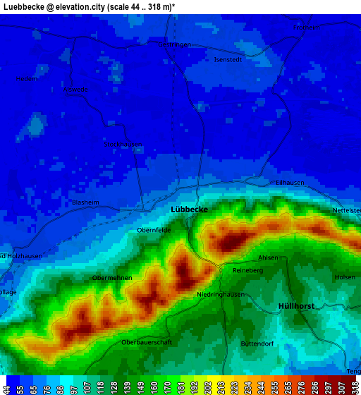 Zoom OUT 2x Lübbecke, Germany elevation map